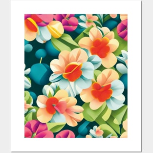 Colorful Begonias Abstract Artwork Posters and Art